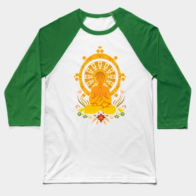 Buddhist Flowers Baseball T-Shirt by Shadowsantos